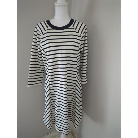 Banana Republic Coastal Knit Fit Flare Striped Sz 16 Zip Up Dress - Picture 1 of 6